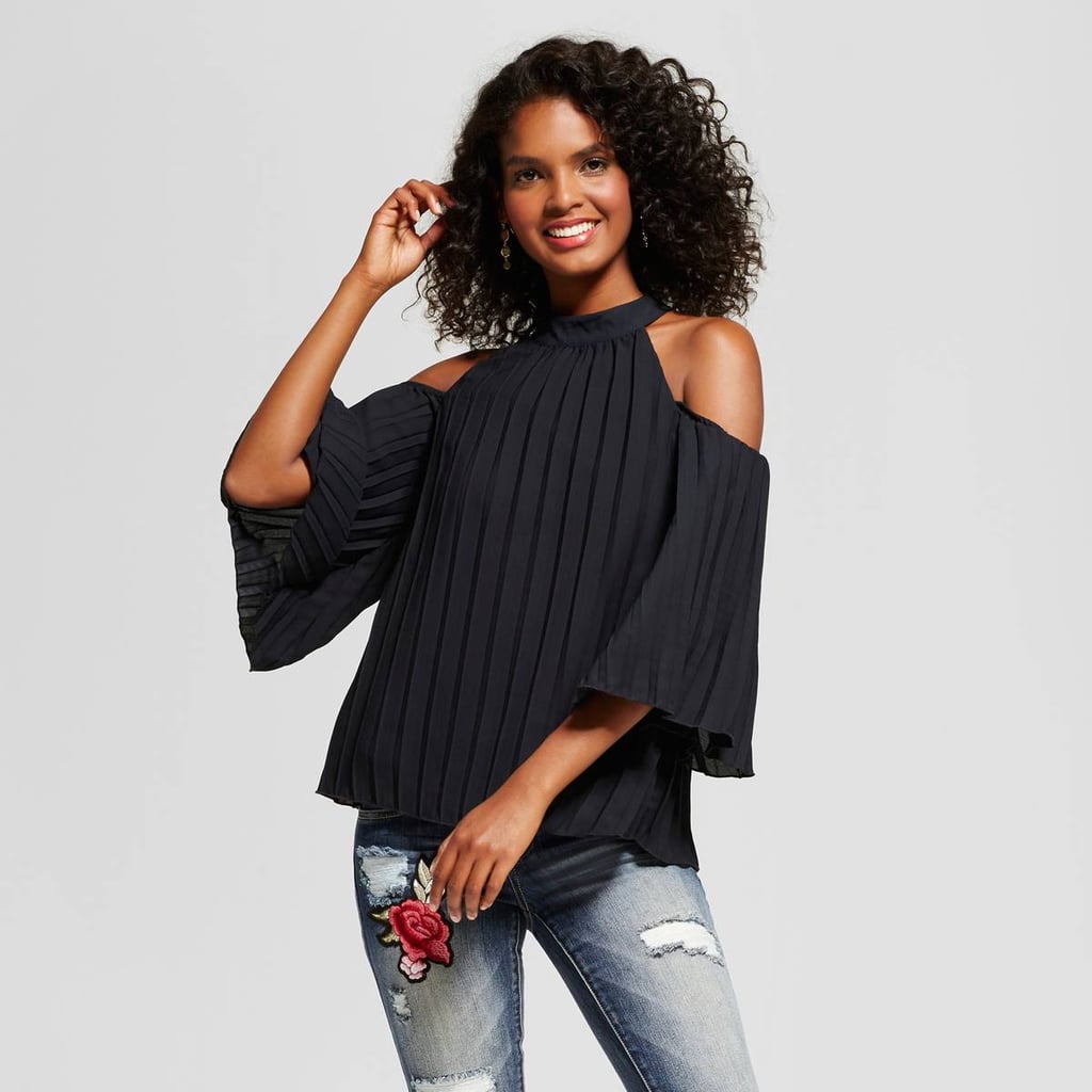 Grayson Threads Pleated Cold-Shoulder Top