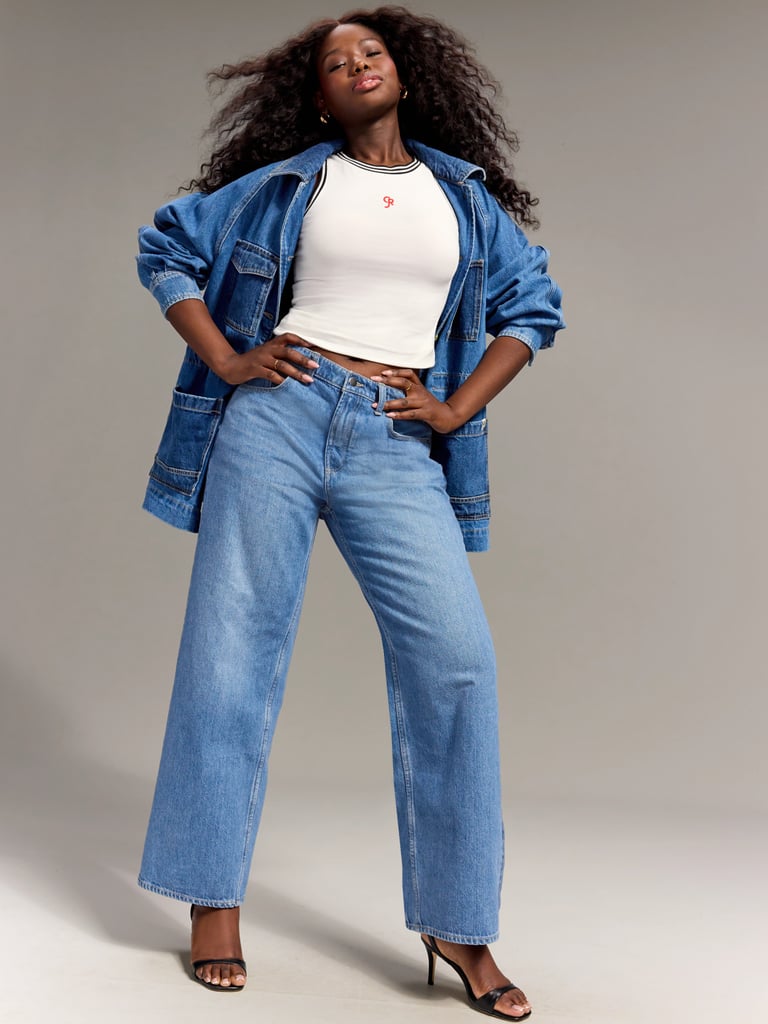 Old Navy x Christopher John Rogers Chore Utility Jean Jacket ($85). Old Navy x Christopher John Rogers Oversized Tank Top ($25). Old Navy x Christopher John Rogers Baggy Wide-Leg Jeans ($65)