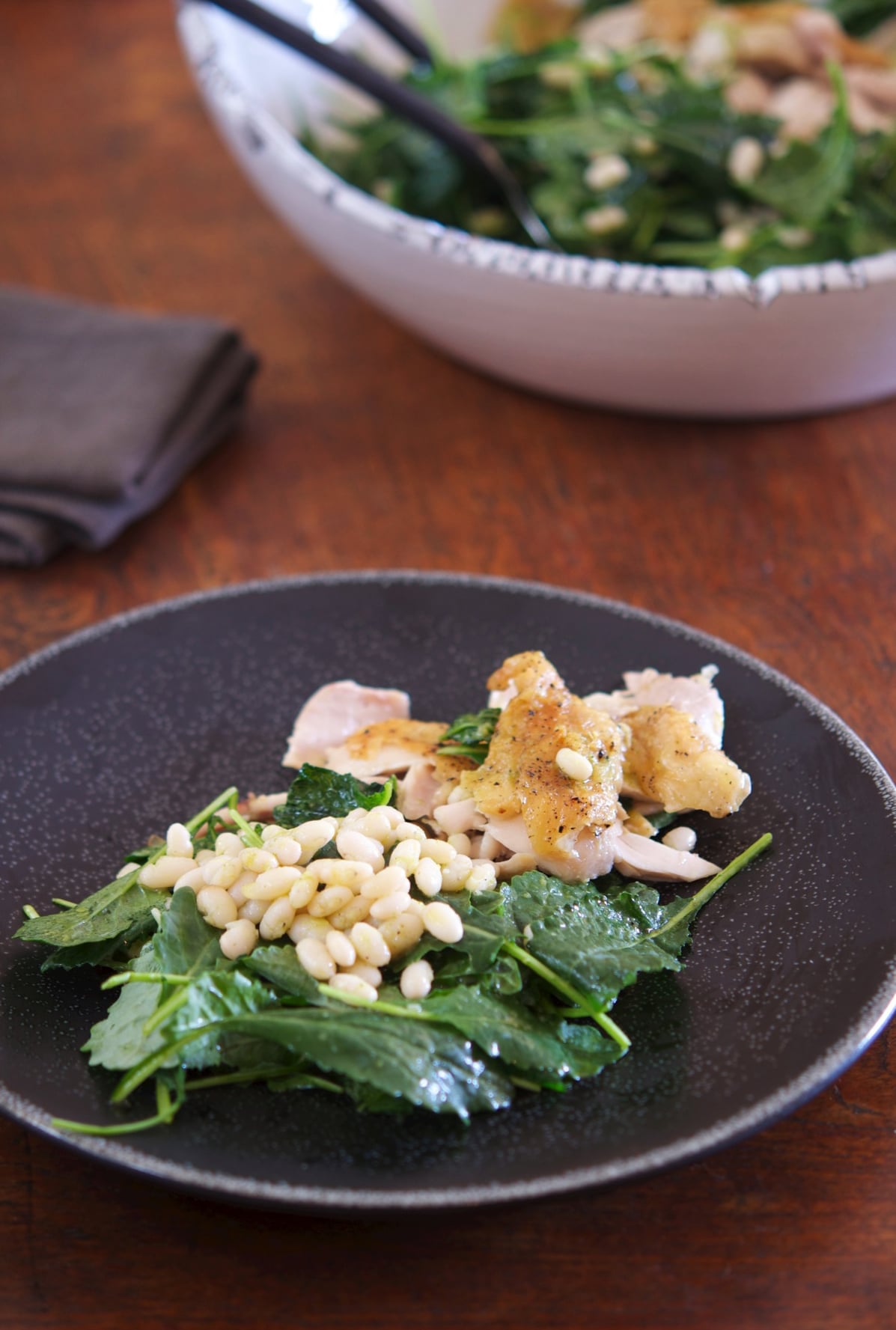 Baby Kale Navy Beans And Roasted Chicken Salad Greens
