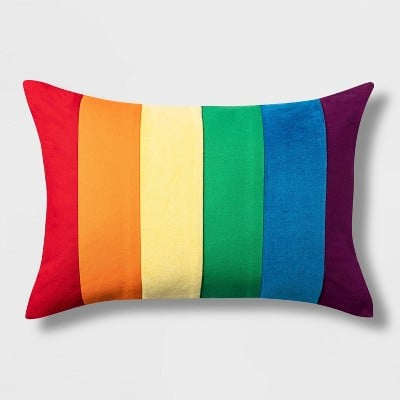 Lumbar Rainbow Flag Throw Pillow