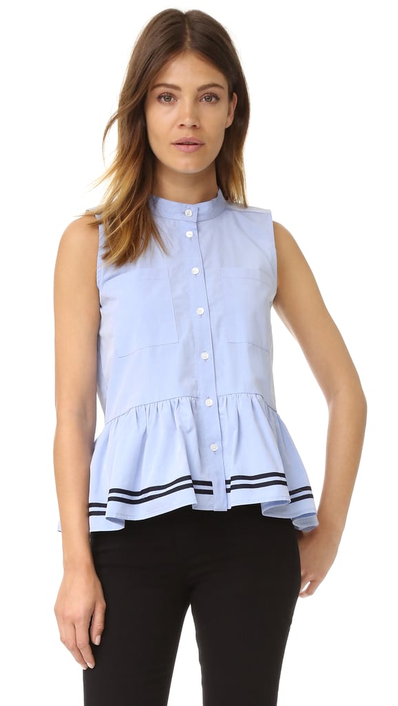 "Peplum tops are back, and even Michelle Obama's on board. I know I'll be pairing Sea's Sleeveless Ruffled Top ($230) with so many bottom options — from jeans to slacks to pencil skirts — and even layer it over a long-sleeved top or turtleneck." — SS
"Peplum tops are back, and even Michelle Obama's on board. I know I'll be pairing Sea's Sleeveless Ruffled Top ($230) with so many bottom options — from jeans to slacks to pencil skirts — and even layer it over a long-sleeved top or turtleneck." — SS