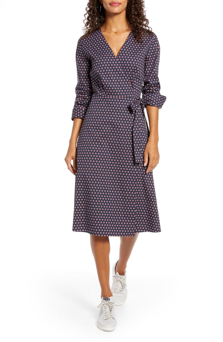 1901 Poplin Long Sleeve Wrap Dress