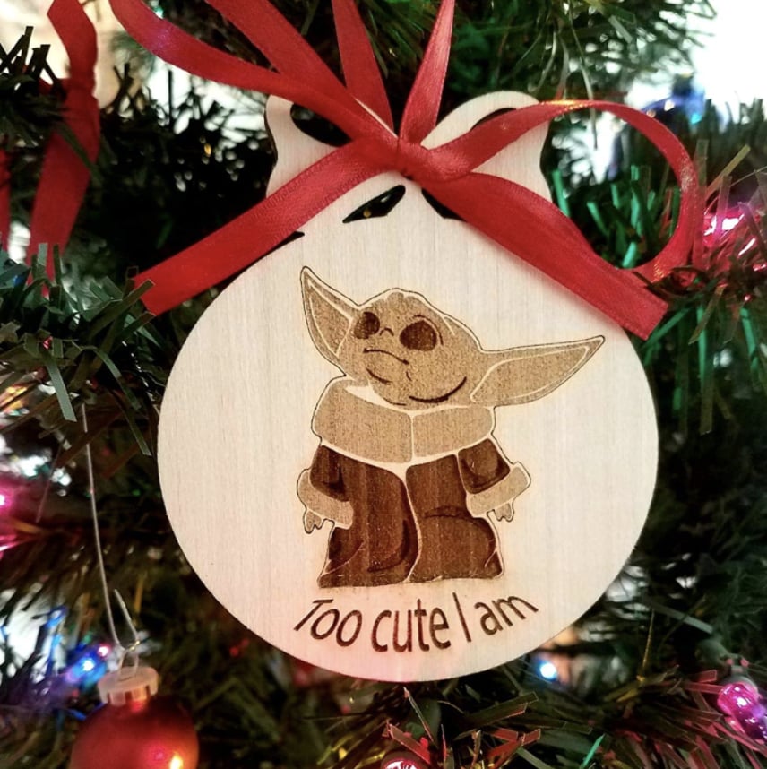 Baby Yoda Ornament From Knots and Knots on Amazon