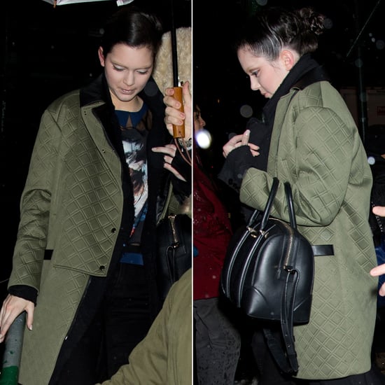 Kendall Jenner in a Quilted Green Coat Leaving Marc Jacobs