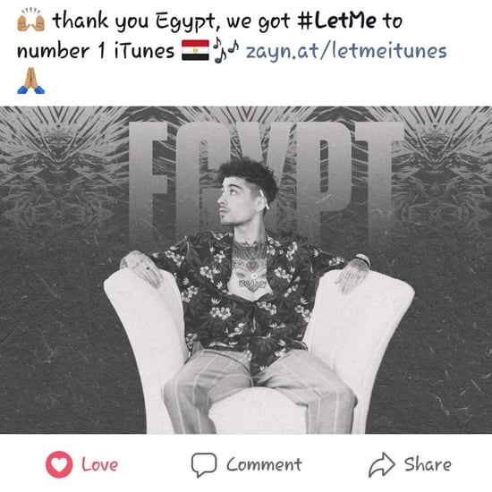 زين مالك يكر مصر لأن  أغنيته احتلت المرتبة الأولى على آيتونز