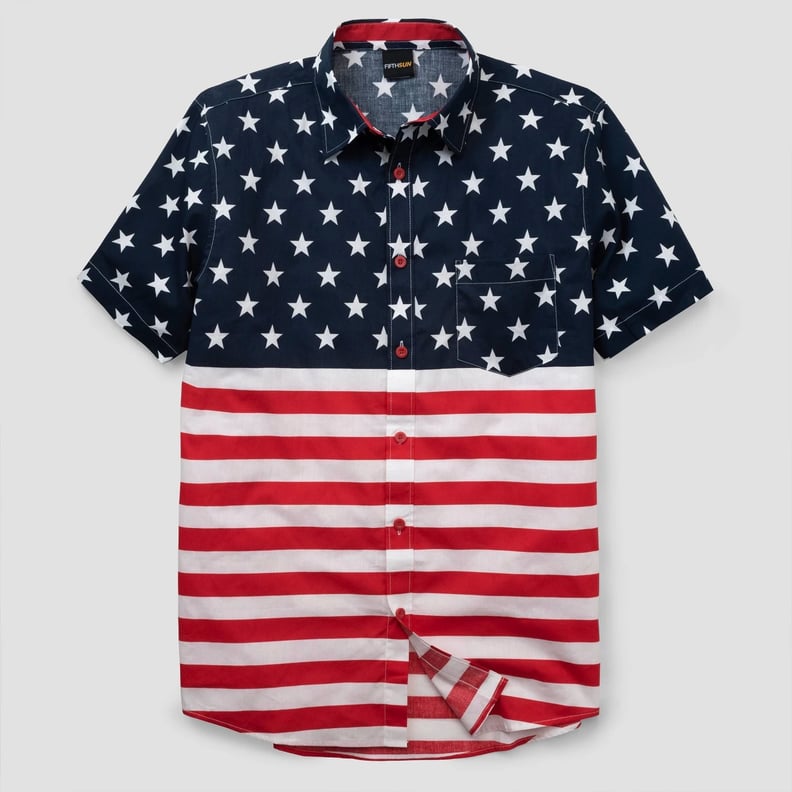 Men's American Flag Short Sleeve Woven Button-Down Shirt