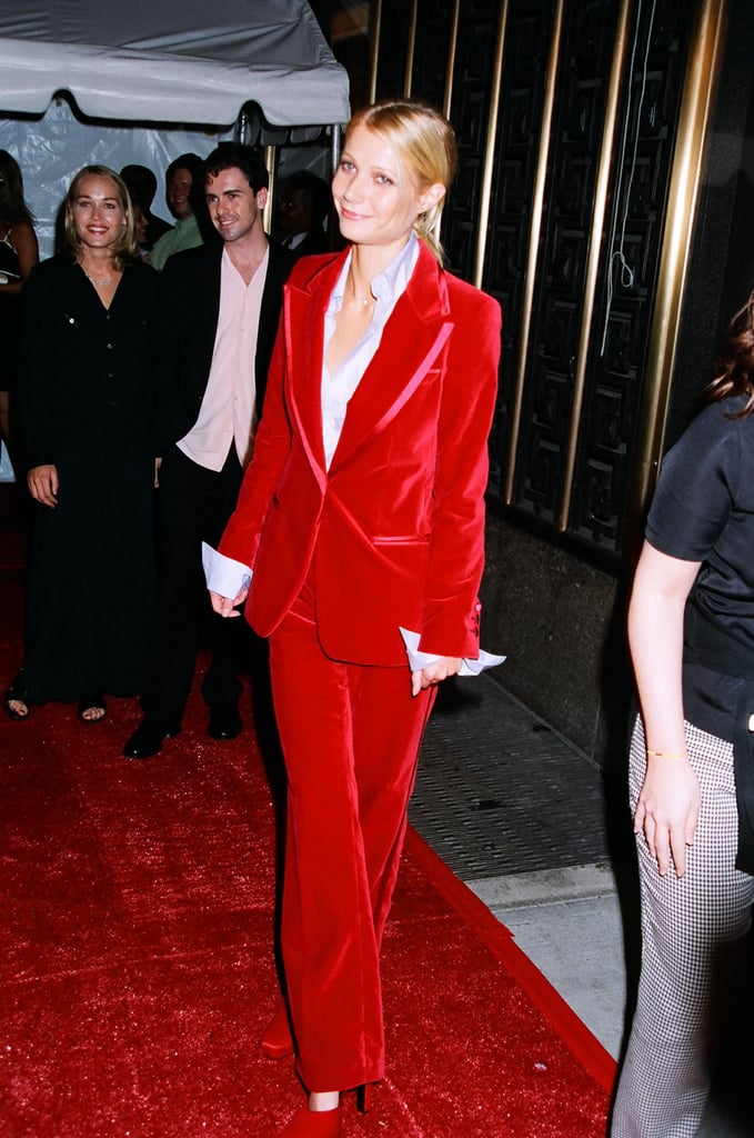 Rocking a velvet red Tom Ford for Gucci suit at the 1996 MTV Movie Awards.
