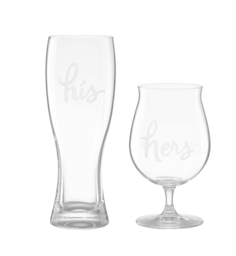 His & Hers Set of Crystal Beer Glasses