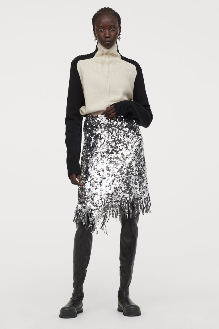 H&M Cashmere-Blend Sweater and Sequined Wrapover Skirt