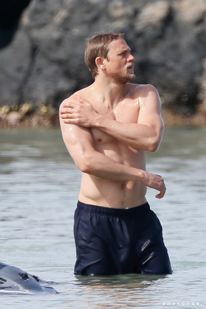 Charlie Hunnam Shirtless on the Beach in Hawaii March 2018