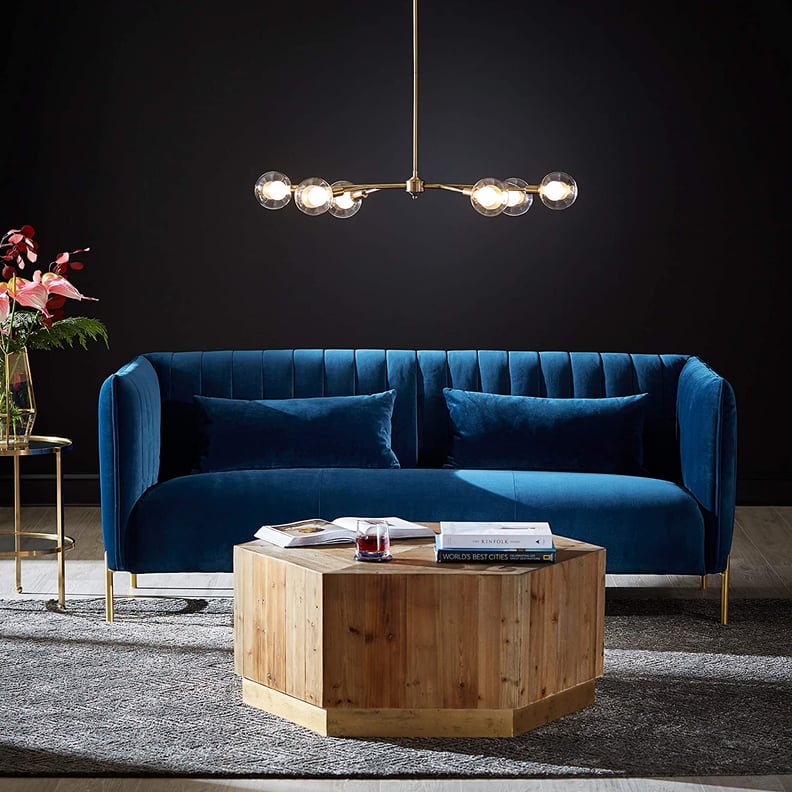 Rivet Frederick Mid-Century Channel Tufted Velvet Sofa Couch