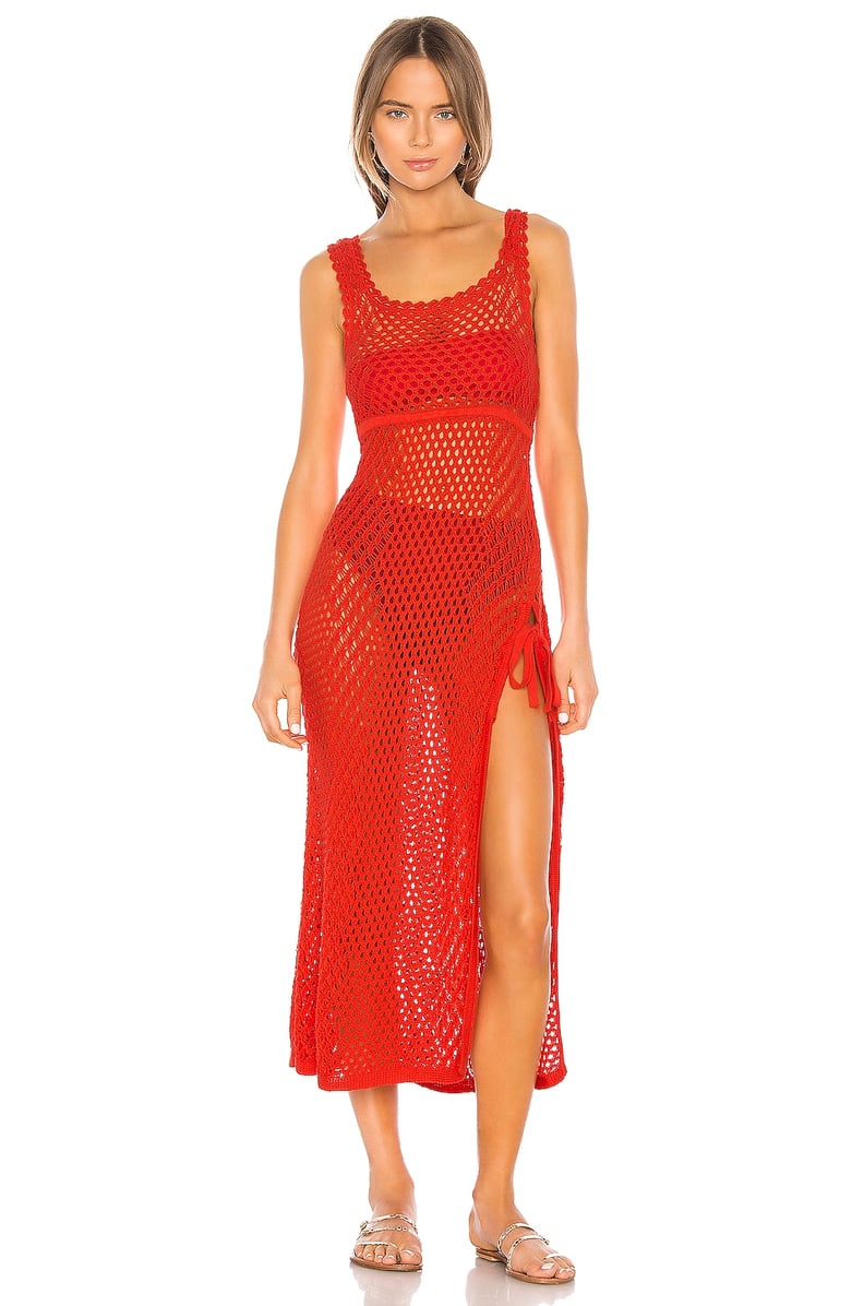 Camila Coelho Athena Crochet Dress in Coral Red