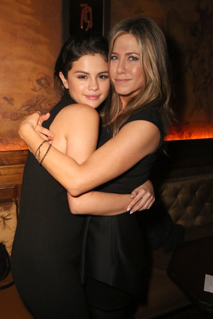 On Friday, Selena Gomez got a big hug from Jennifer Aniston at a party for Jennifer's movie Cake in LA.