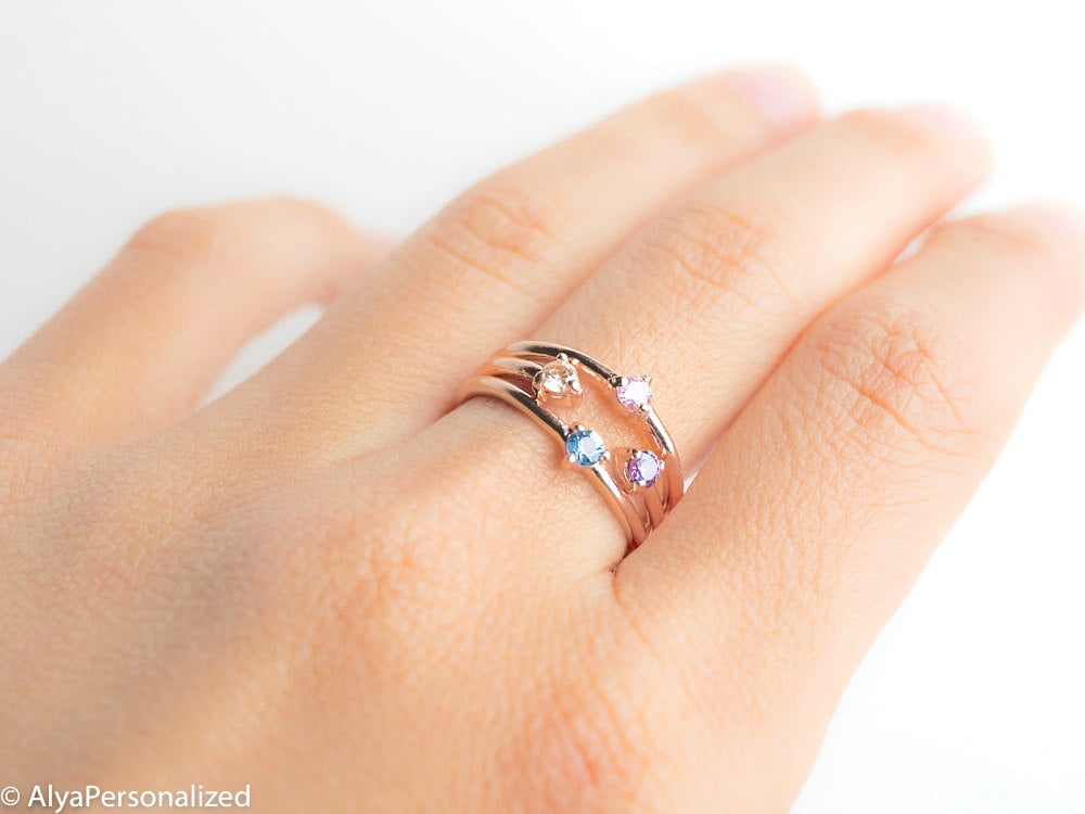 Mothers birthstone outlet ring 4 stones