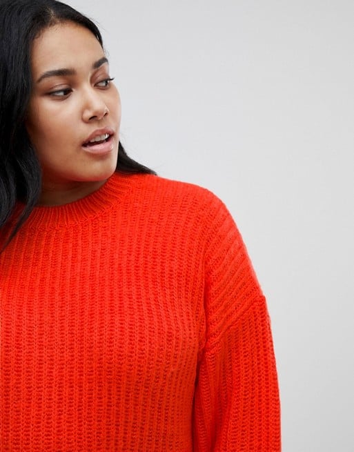 ASOS Design Curve Chunky Sweater in Rib With Crew Neck