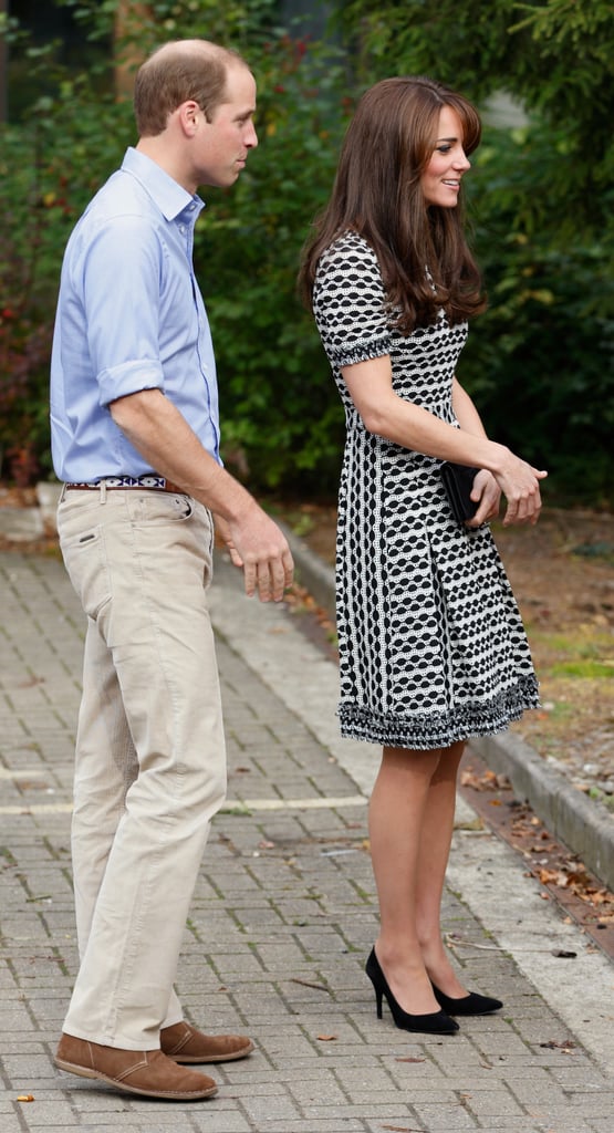 Kate Middleton Wearing Black and White Tory Burch Dress