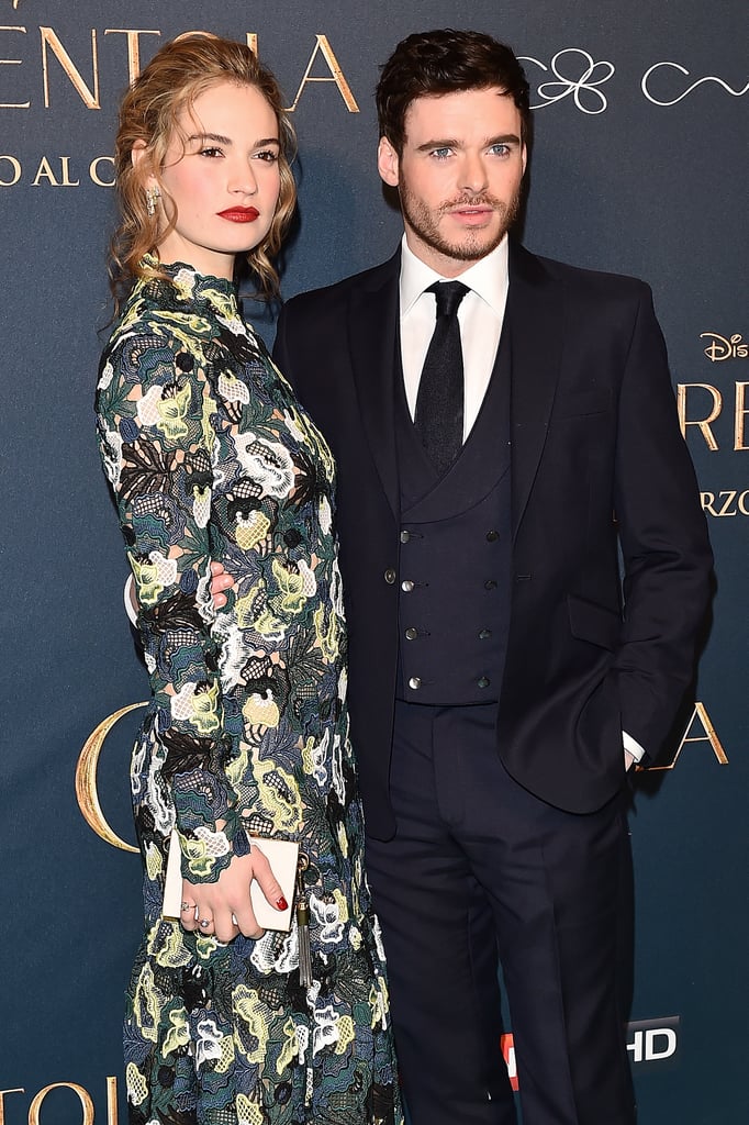 Cinderella co-stars Lily James and Richard Madden cozied up at a ...