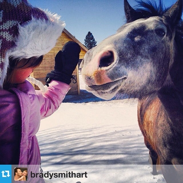 Harper Smith made a new friend on her mom's set in Canada.
Source: Instagram user tathiessen