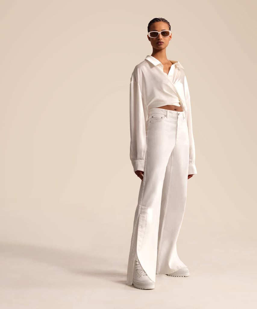 Fenty Satin Draped Shirt — Coco White