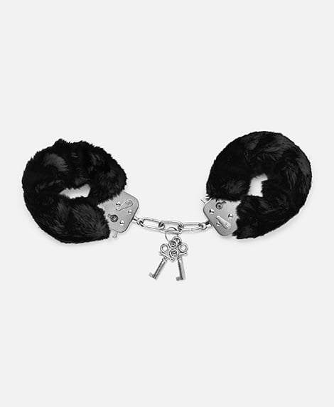 Cozy Cuffs Black Fur-Lined Handcuffs ($20)