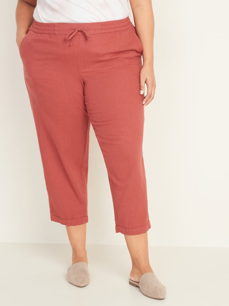 Old Navy Mid-Rise Linen-Blend Cropped Plus-Size Pants 