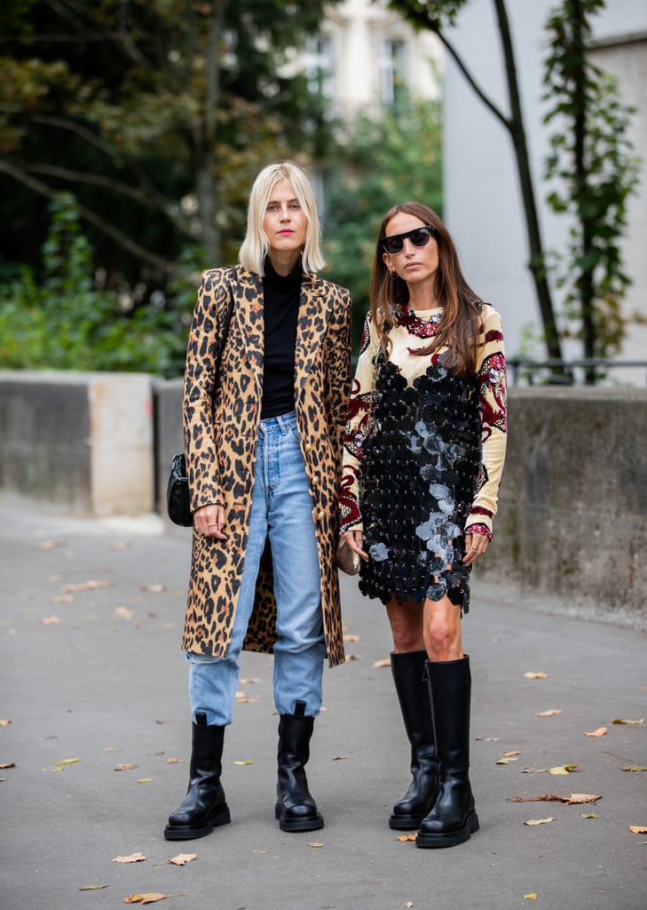 Style Your Leopard-Print Coat With: A Black Sweater, Jeans, and Combat Boots