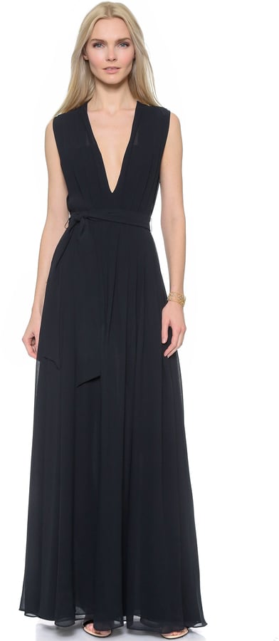 L'AGENCE Deep V Pleated Maxi Dress ($750)