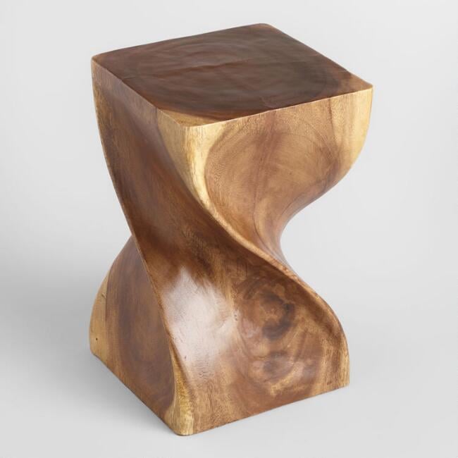 Thai Twisted Acacia Wood Stool Elevate Your Small Apartment With