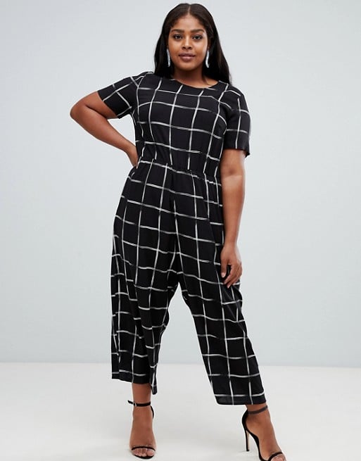 ASOS Design Curve Check-Print Jumpsuit With Short Sleeve
