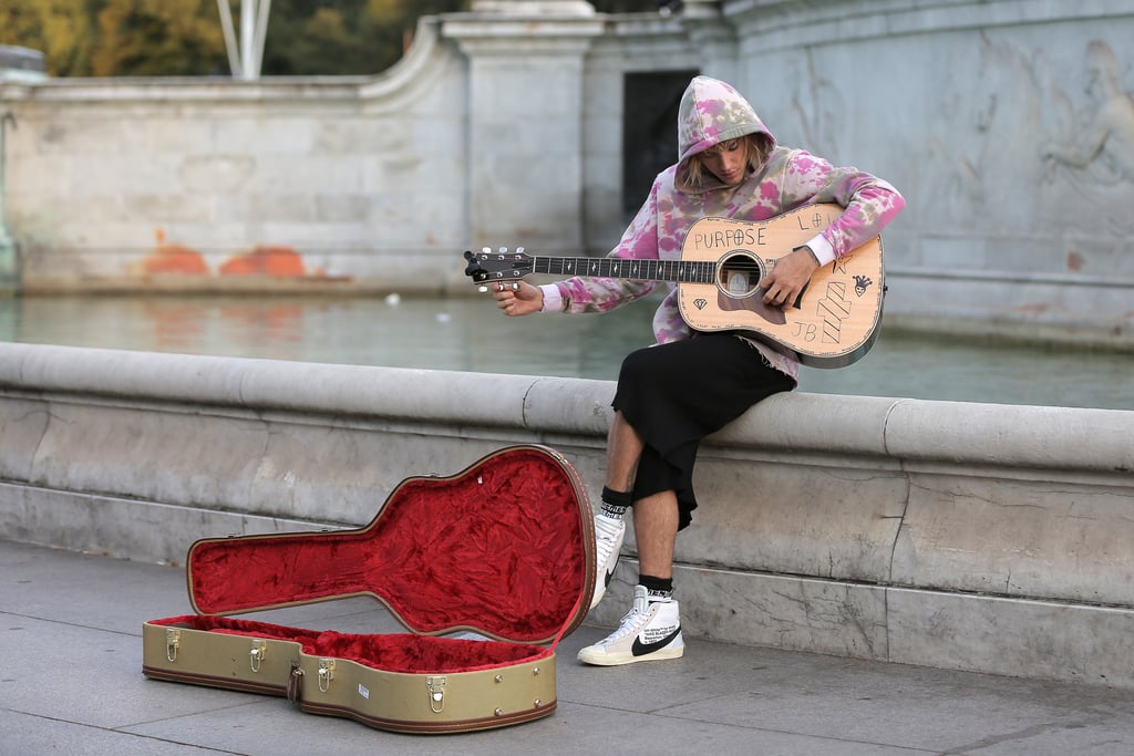 Justin Bieber Tie-Dye Sweatshirt Singing in London