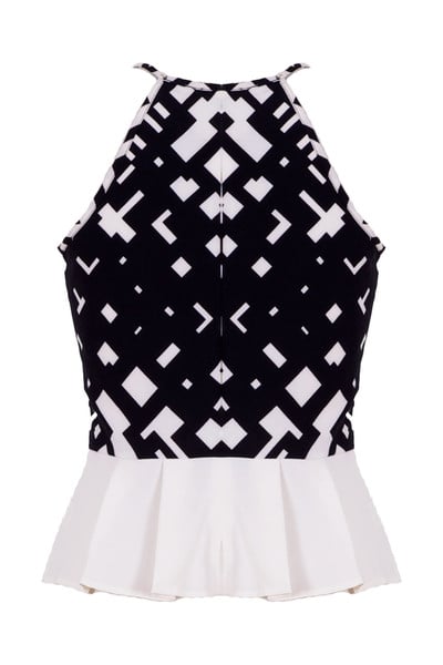 Black and White Peplum Top