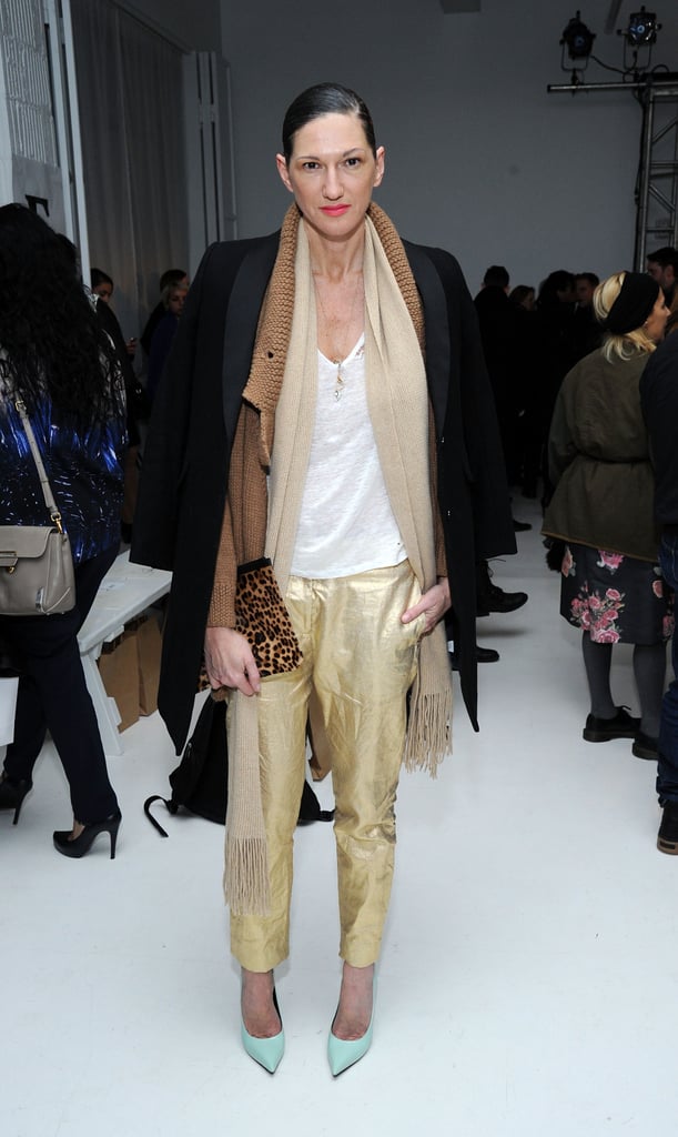 When you have a favorite, stick with it. Jenna picked another pair of gold pants for a Fall 2014 fashion show in NYC.