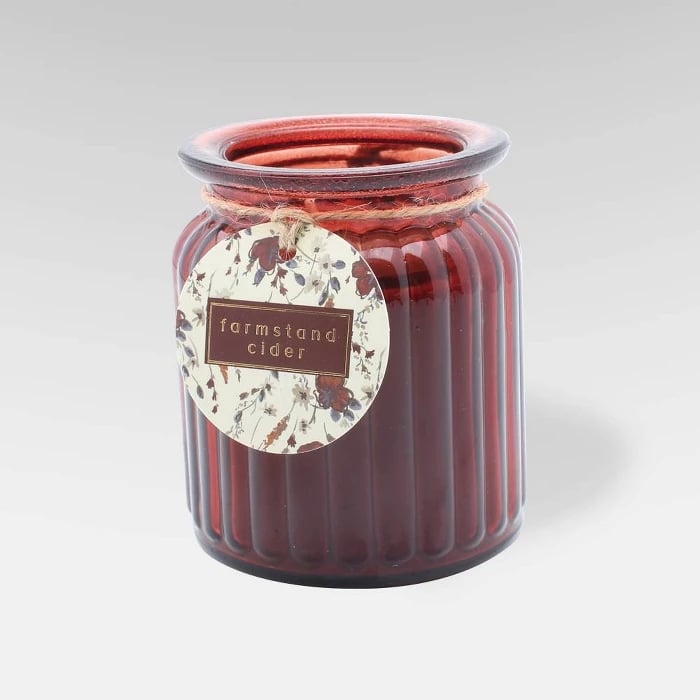 Farmstand Cider Ribbed Glass Jar Candle