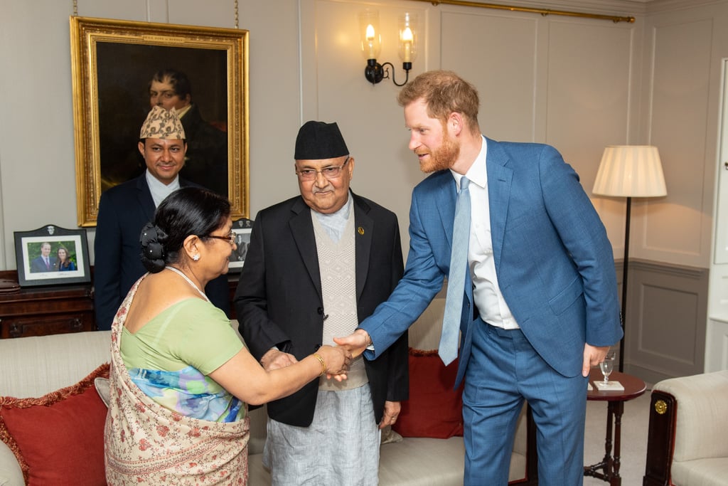 Prince Harry Visits With Prime Minister of Nepal June 2019