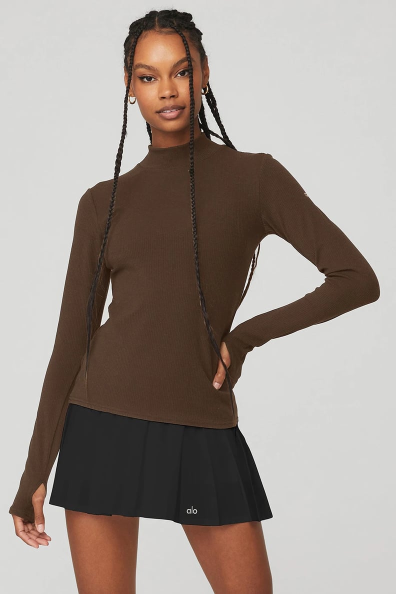 A Great Layering Piece: Alo Wellness Rib Mock Neck Long Sleeve