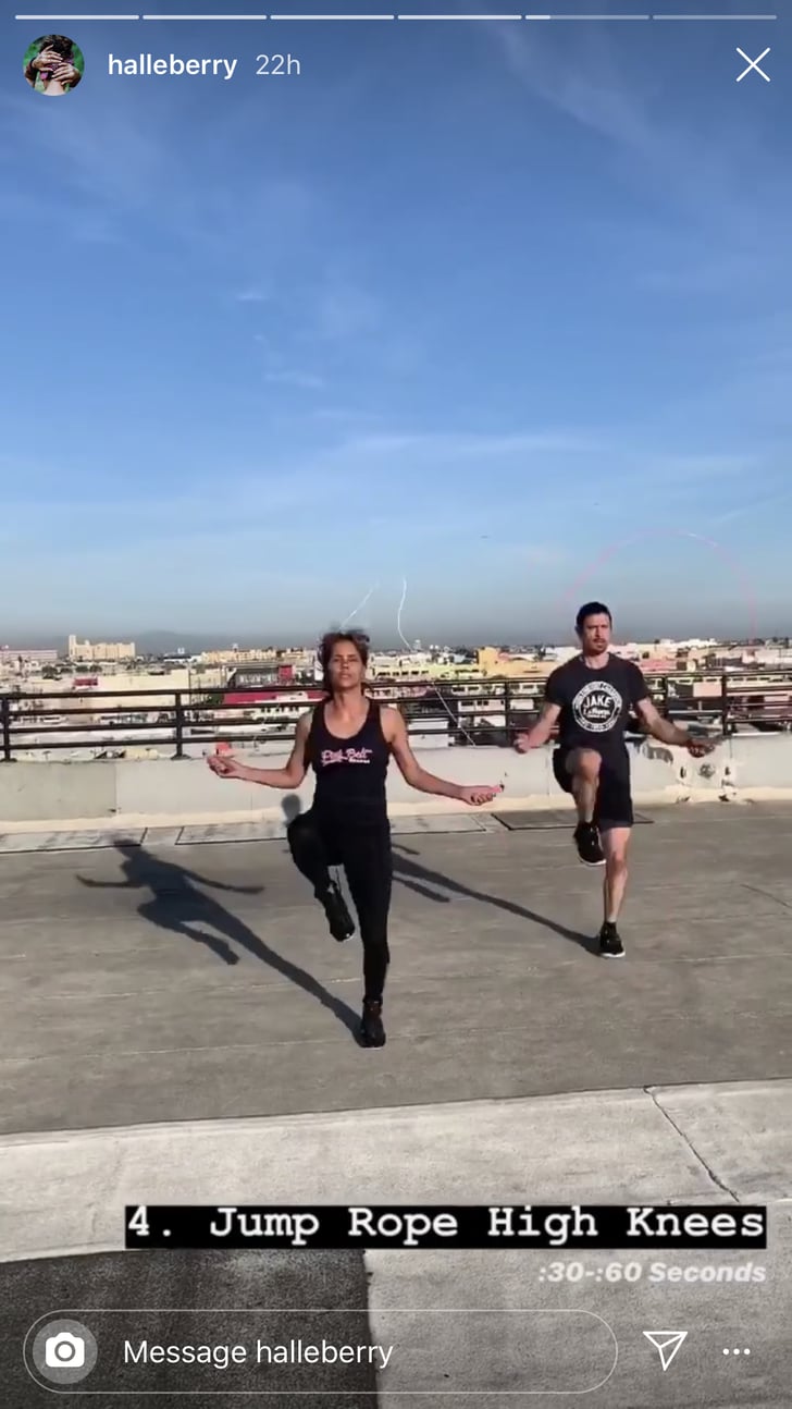 Jump Rope High Knees Halle Berry's 5Move MMAInspired Cardio Workout
