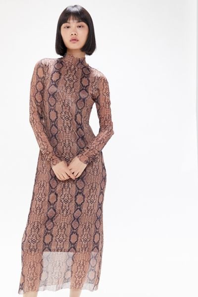 UO Siren Snake Print Mesh Maxi Dress