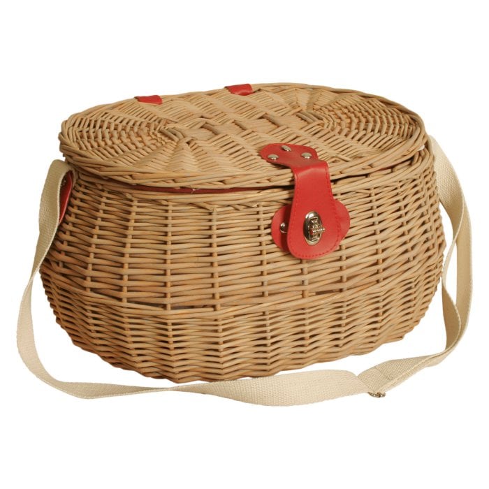 Wald Import Willow Picnic Basket With Red Lining