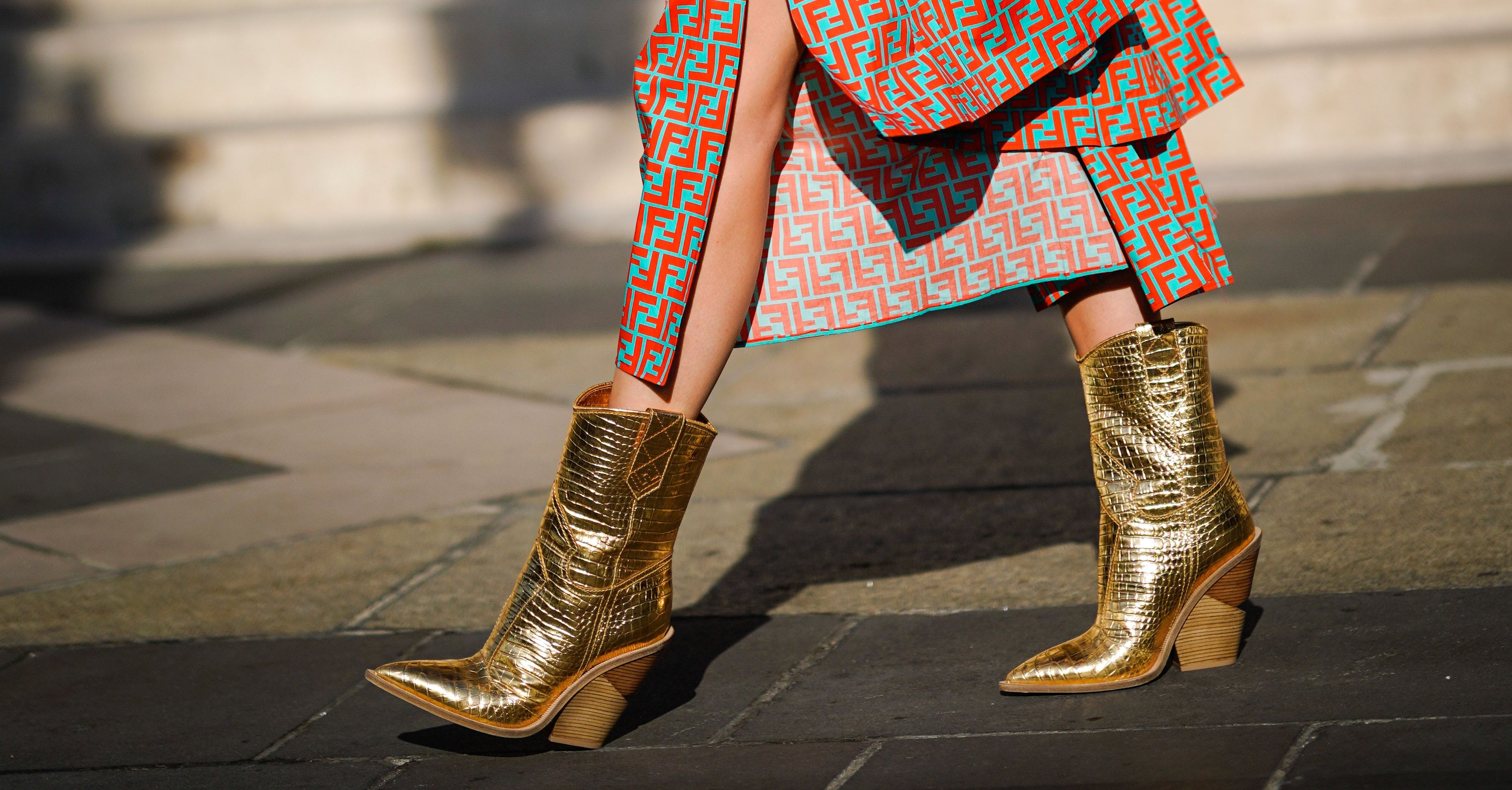 Fendi metallic cheap cowboy boots