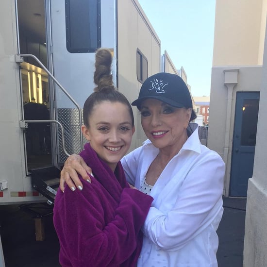 Joan Collins and Billie Lourd on American Horror Story Set