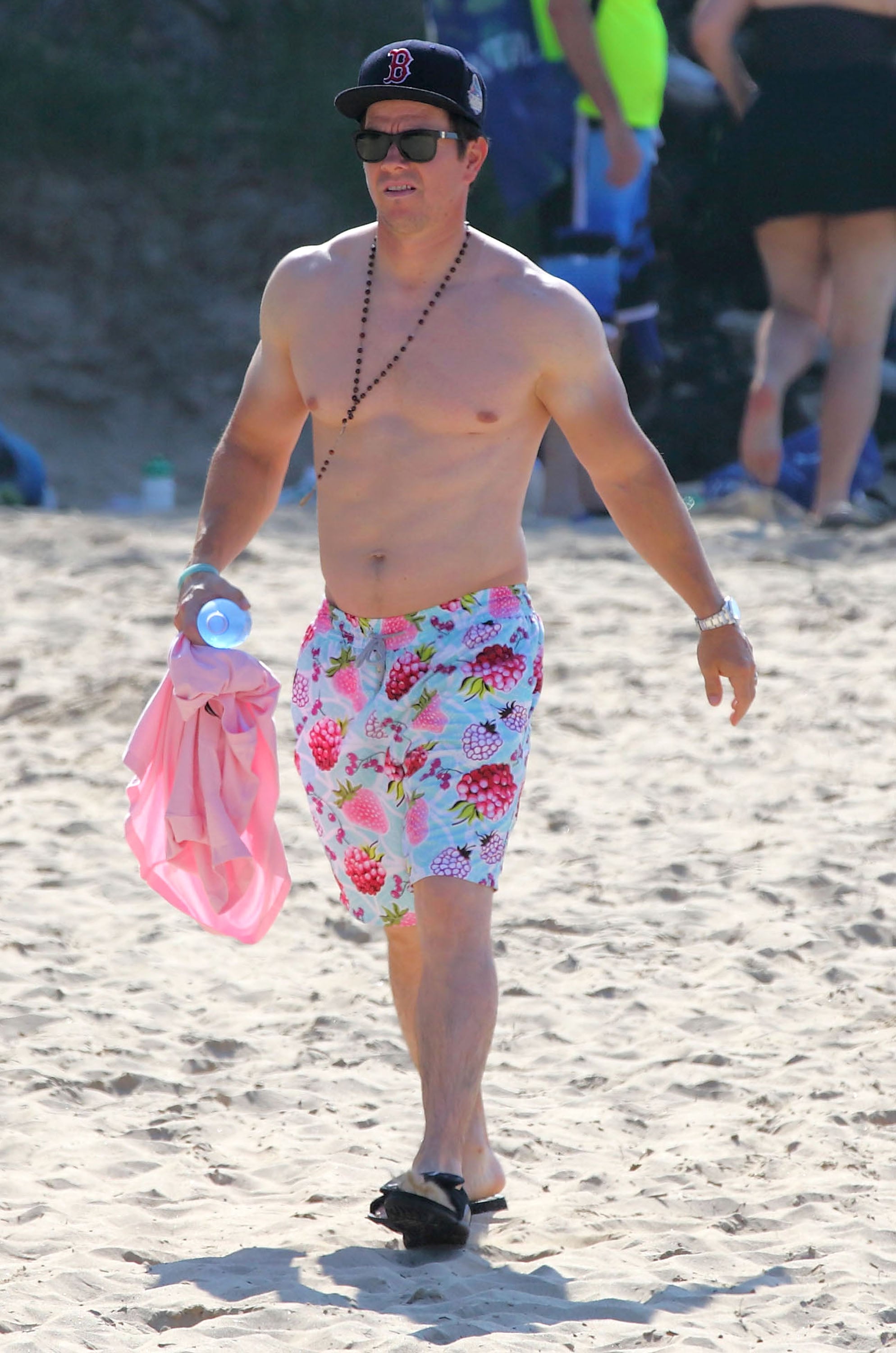 Mark Wahlberg With a Farmer's Tan on the Beach December 2015
