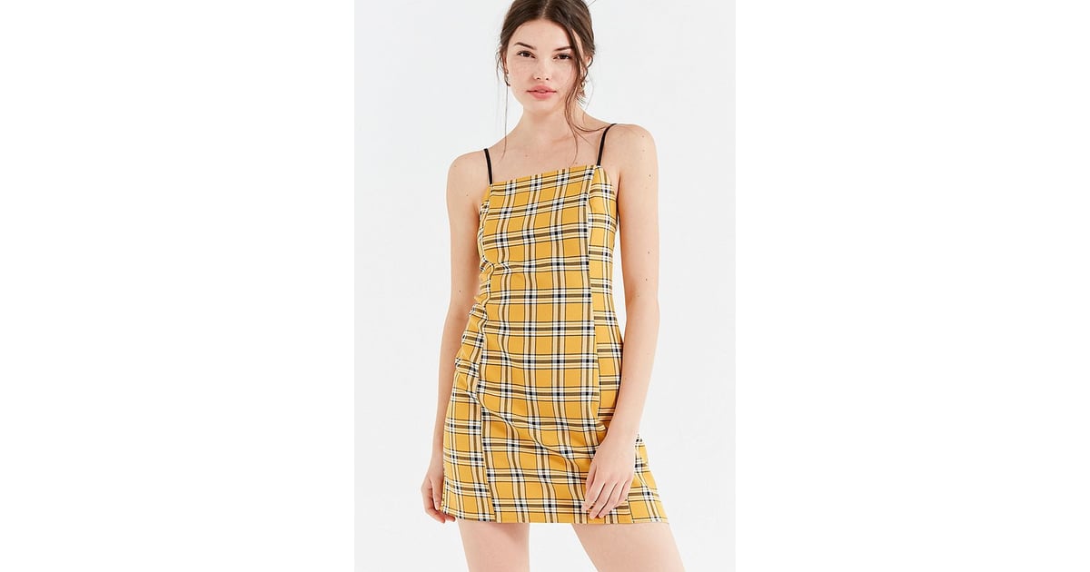 uo checkered mini slip dress