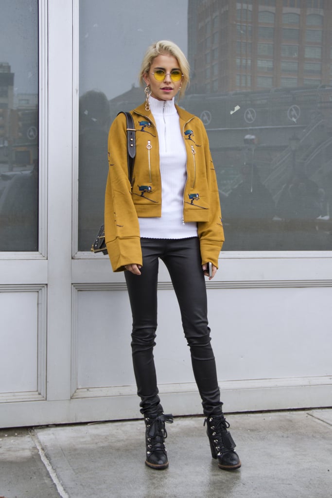 A Monochrome Look With a Colorful Jacket