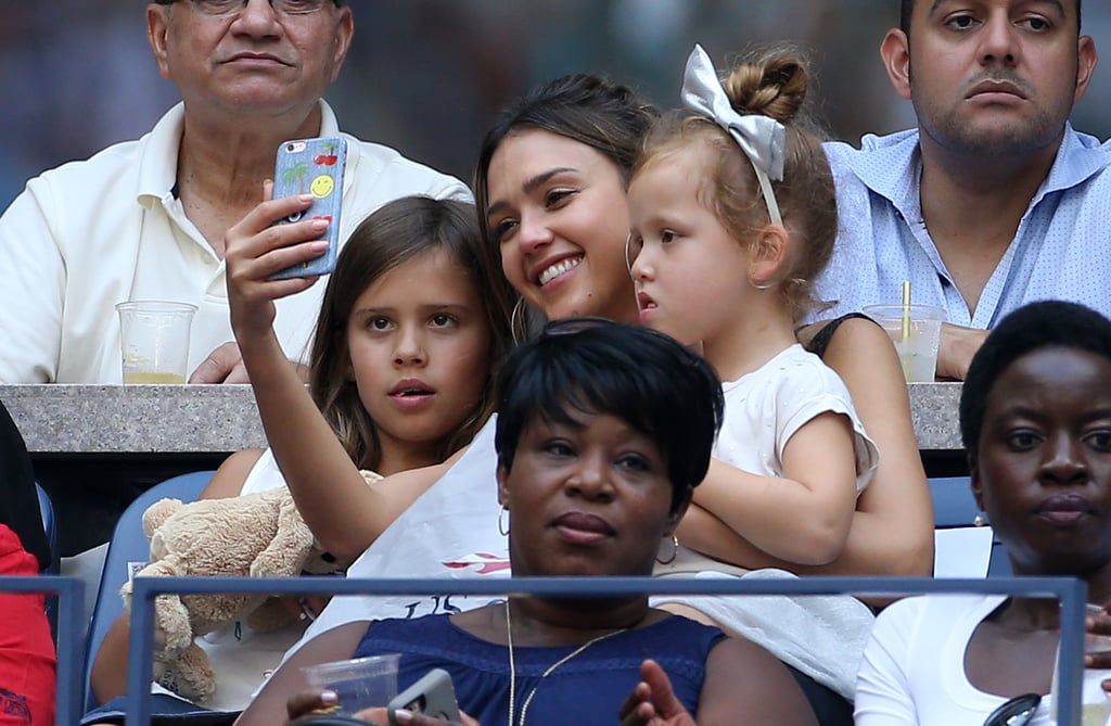 Jessica Alba and Her Daughters at US Open September 2016