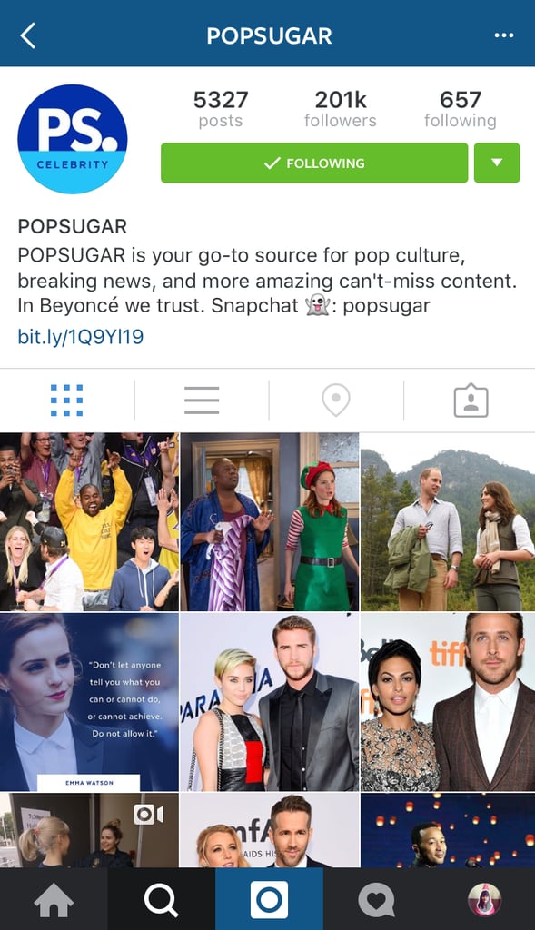 First, go to the Instagram page of the user you like.