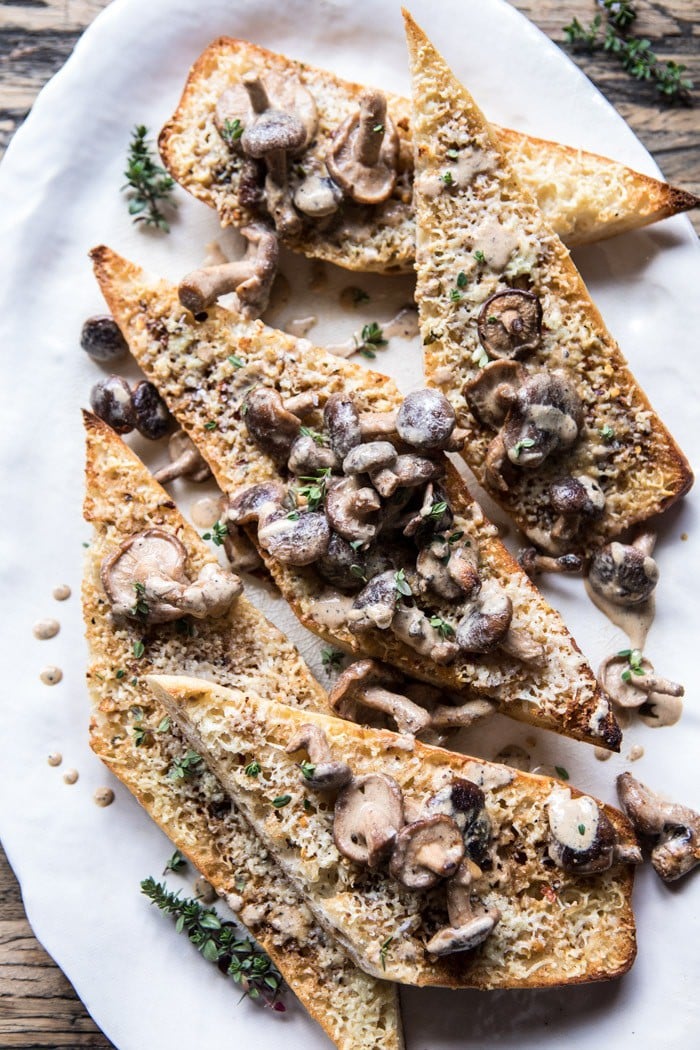 Caramelized Garlic Butter Toast With Pan-Fried Mushrooms