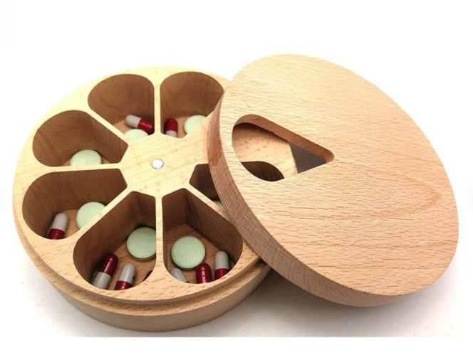 Wooden 1-Week Pill Box