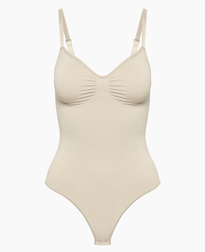 Aritzia ShapeEnhance Thong Bodysuit in Sand