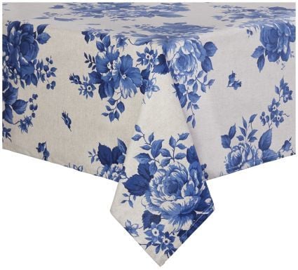 Blue Floral Teflon Tablecloth ($120)