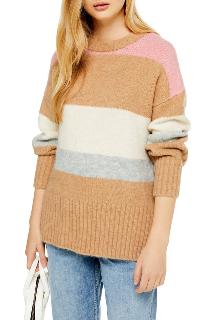 Topshop Supersoft Stripe Crewneck Sweater
